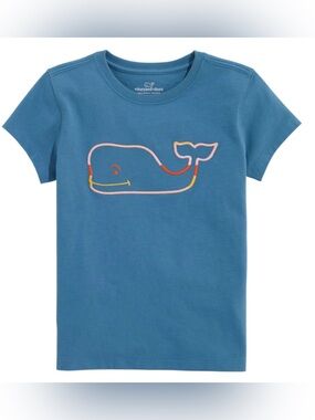 Vineyard Vines embroidered Blue Whale Outline Short Sleeve girls tee size small